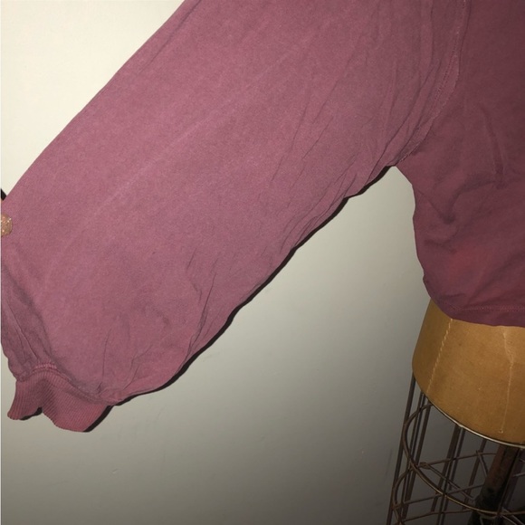 Free People]Cotton Bordeaux Hand dyed Balloon Long sleeve Oversize Crop Top - Picture 10 of 15